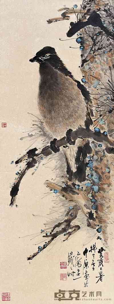 张中原 老鹰图 立轴 110.5×42cm